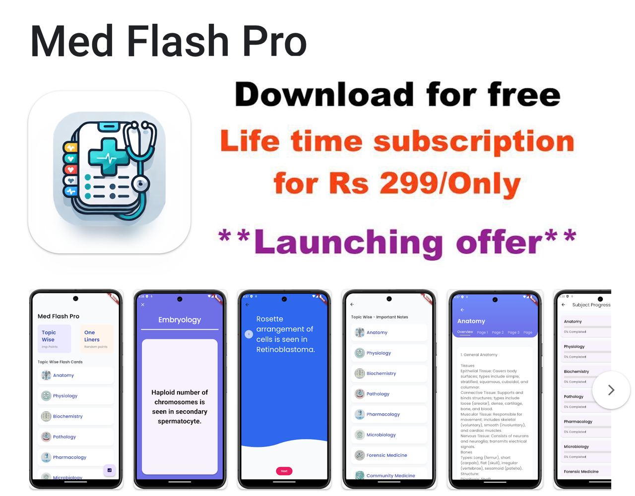 Med Flash Pro — medical exam flashcards for NEET PG, USMLE, FMGE with spaced repetition